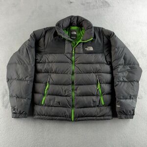 The North Face 700 Nuptse Puffer Jacket Mens Small Gray Green Lime Down